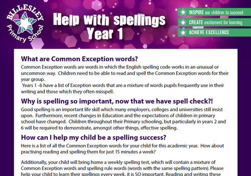 exception words Year 1