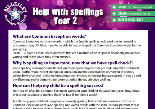exception words Year 2