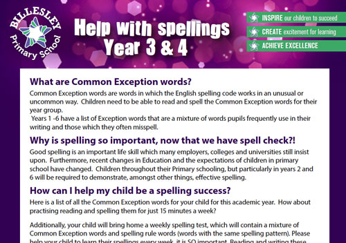 exception words Year 3&4